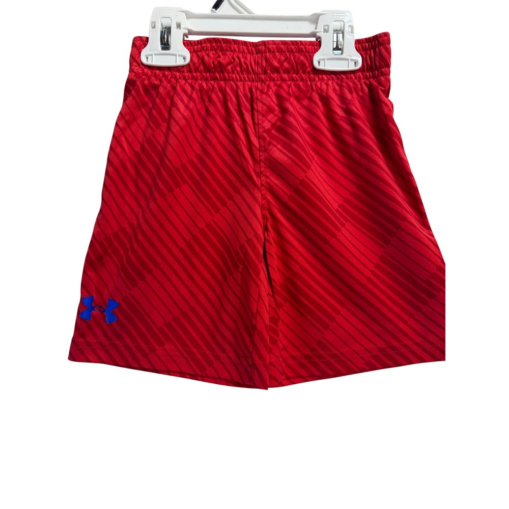 Under Armour Kids Red Geometric Stripe Athletic Shorts Size 4